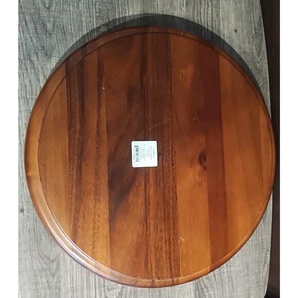 Round Serving Tray Acacia Wood serving bread appetizer platter barware 15 " - Picture 6 of 6